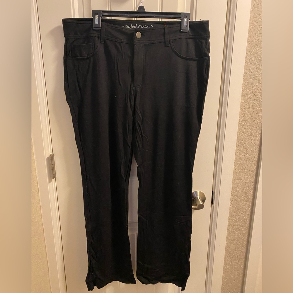 Faded Glory 16 Pants Stretch Black Casual Slacks Zip Fly  16A